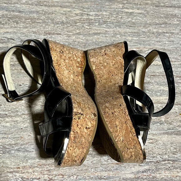 Jimmy Choo open toe strapped glossy wedge sandals - Picture 8 of 16